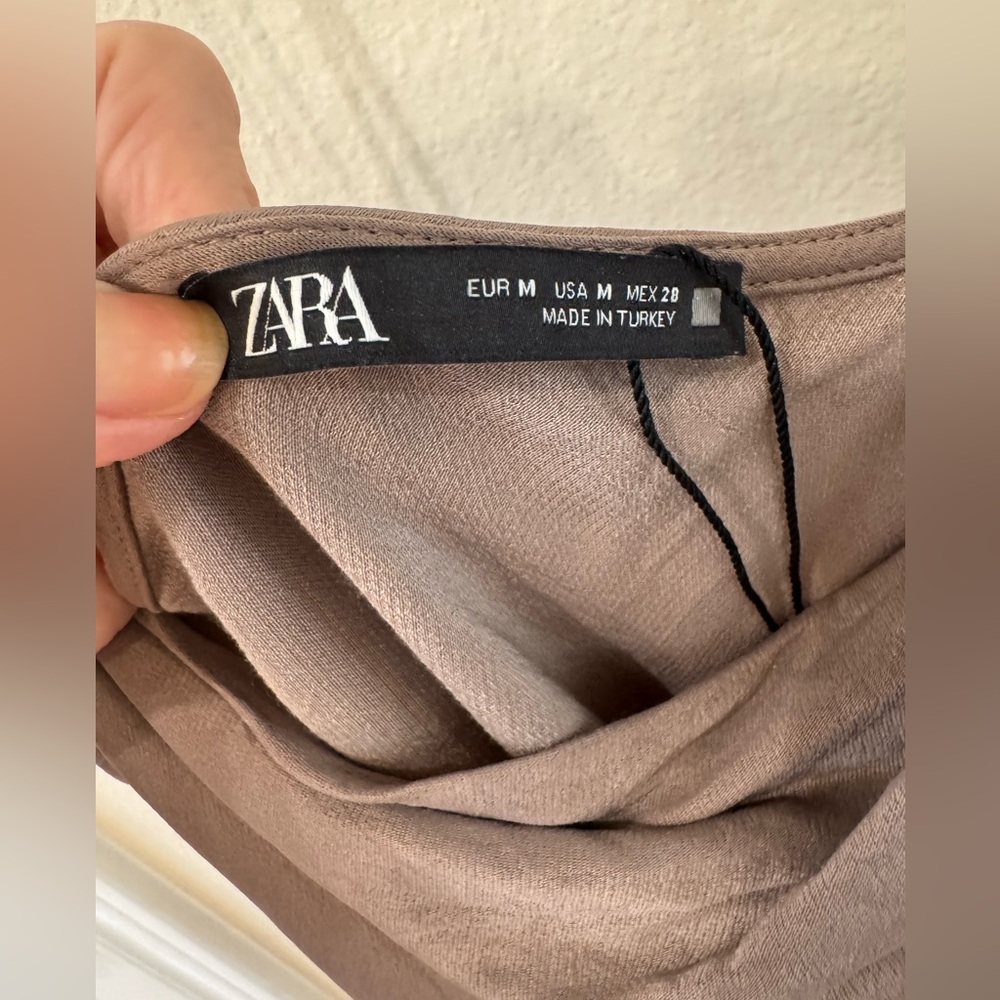 ZARA Cowl Neck Mini Slip Dress in Bronze Women’s Size 4 - Picture 10 of 11